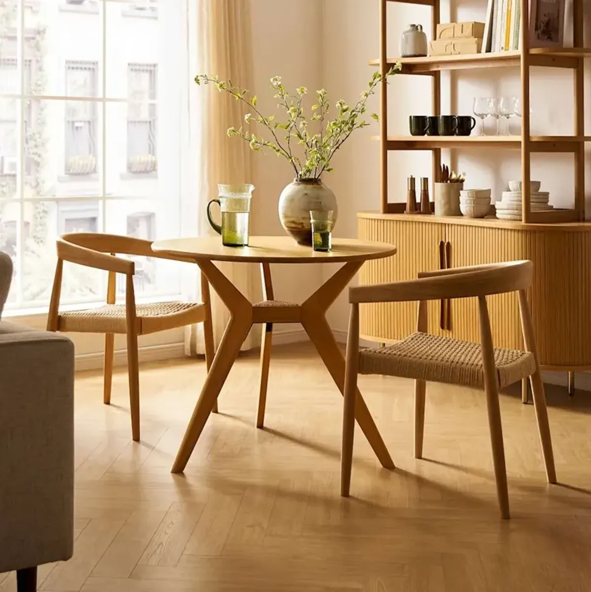 Tribeca Round Dining Table with 2 Austen Chairs