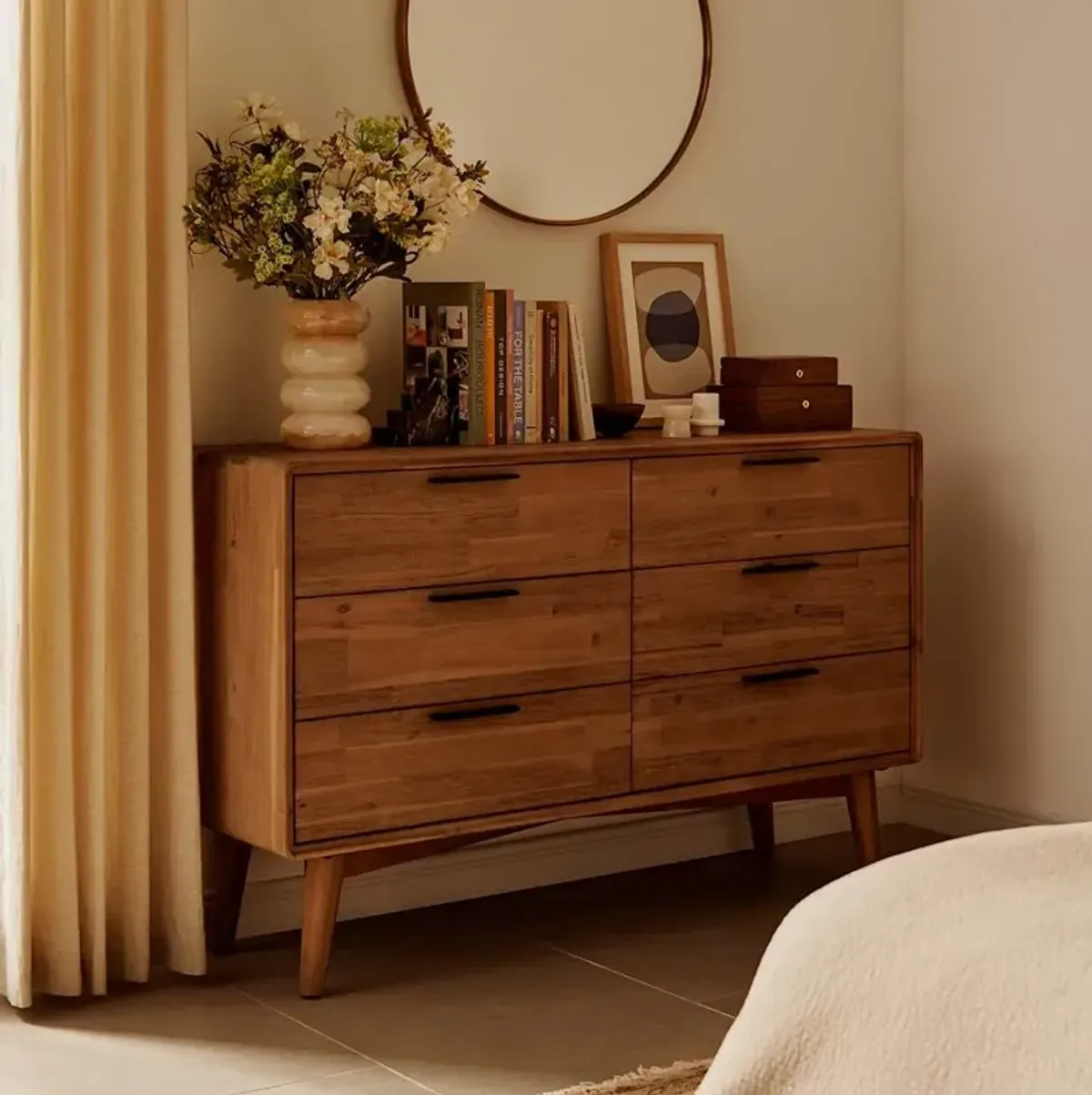 Seb Queen Size Bed with 6-Drawer Dresser & 2-Drawer Nightstands Set of 2, (Performance Twill) Slate