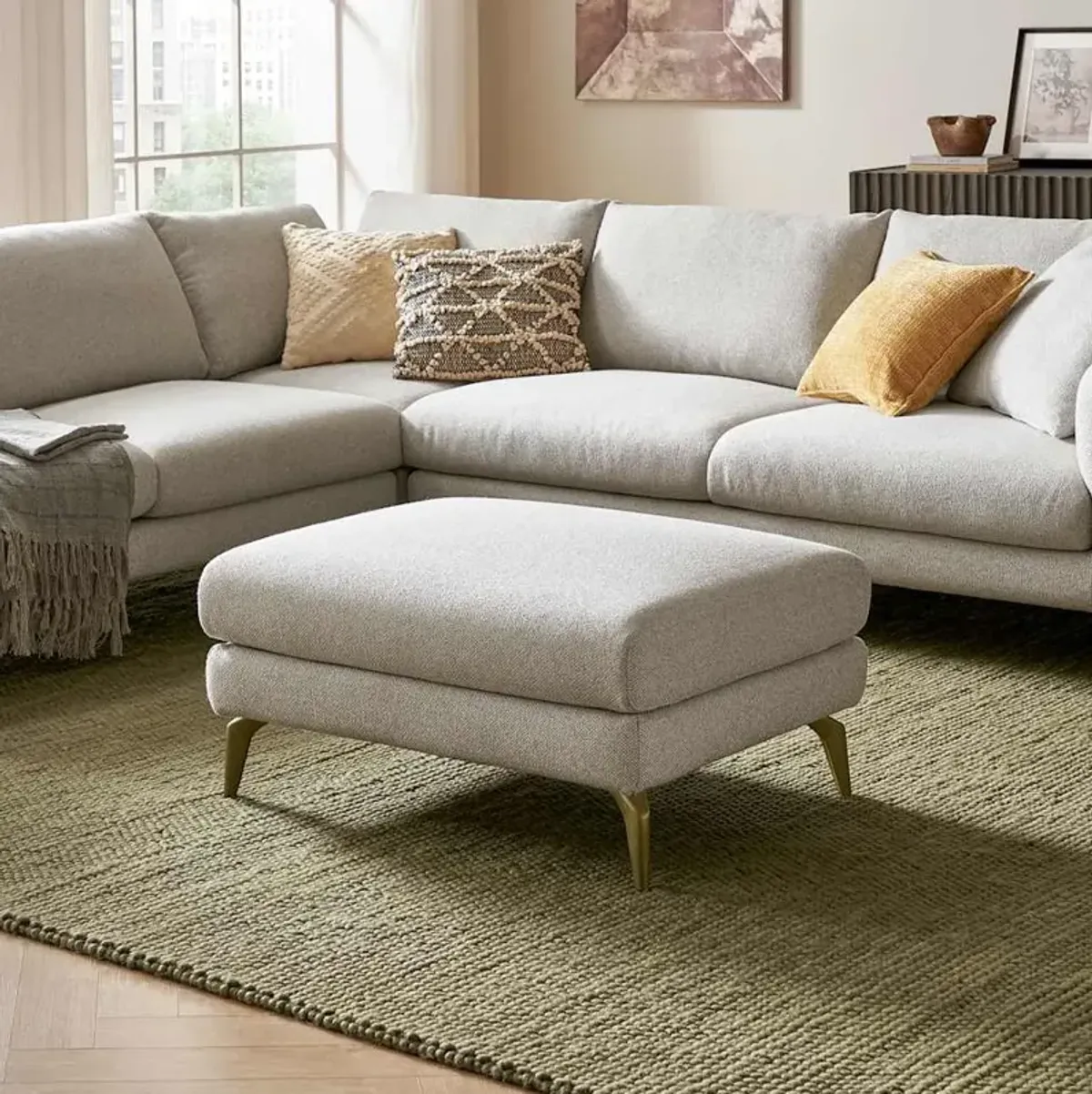 Lena Performance Fabric Sofa with Ottoman