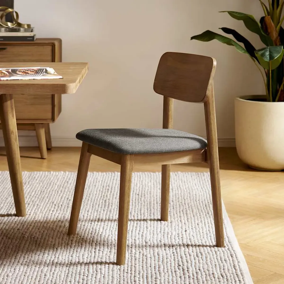 Seb Dining Table Set, 71” with 4 Fabric Chairs No Bench by Castlery ...