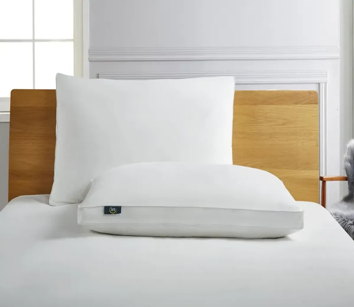 Serta White Goose Feather and Down Fiber Side Sleeper Pillow 2-Pack - King