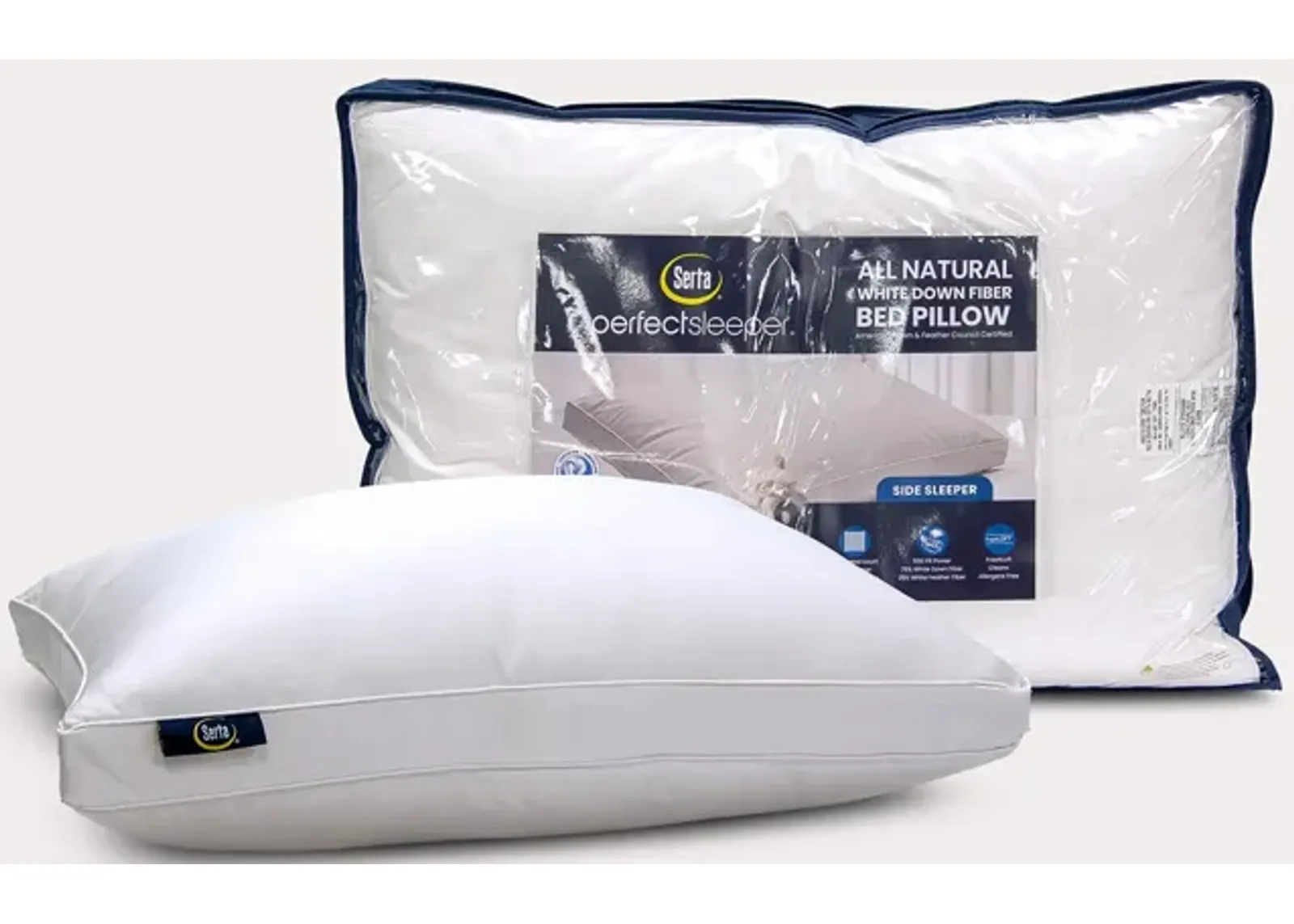 Serta White Down Fiber Side Sleeper Pillow - Jumbo