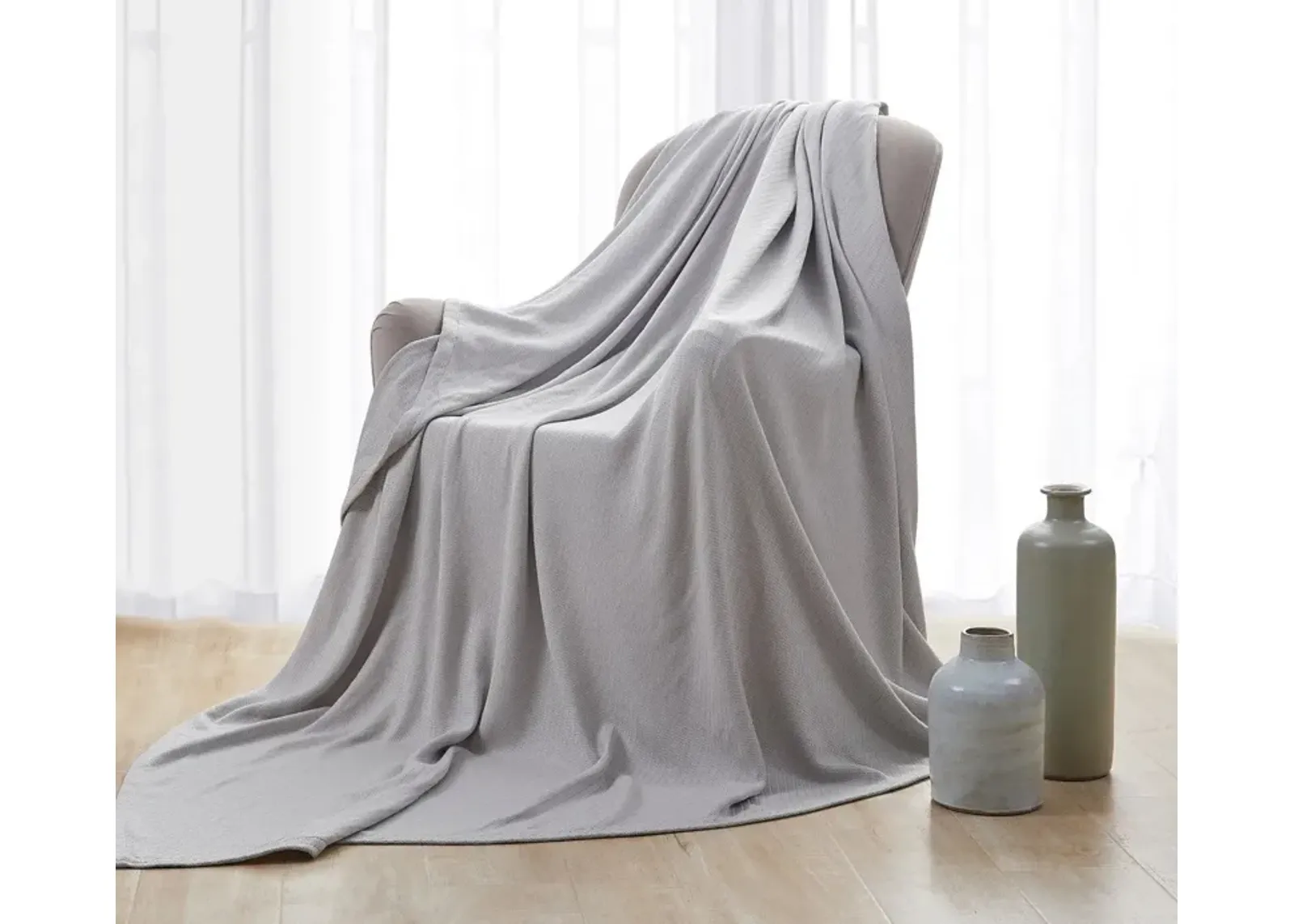 Hotel Grand Luxurious Thermal Cotton Blanket - Grand Gray - Queen