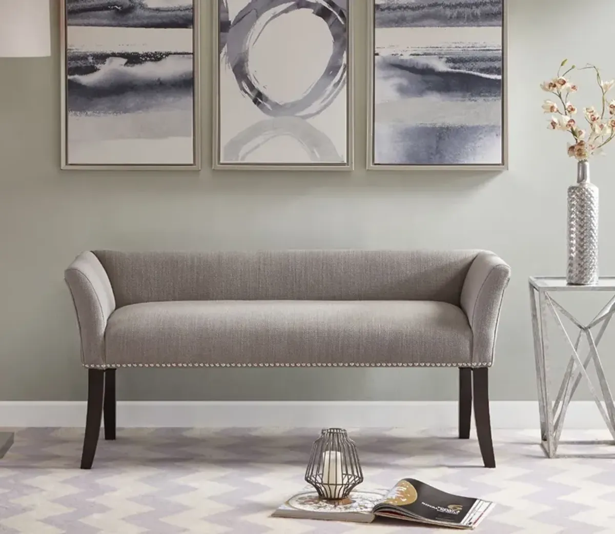 Madison Park Welburn Upholstered Accent Bench - Welburn Grey