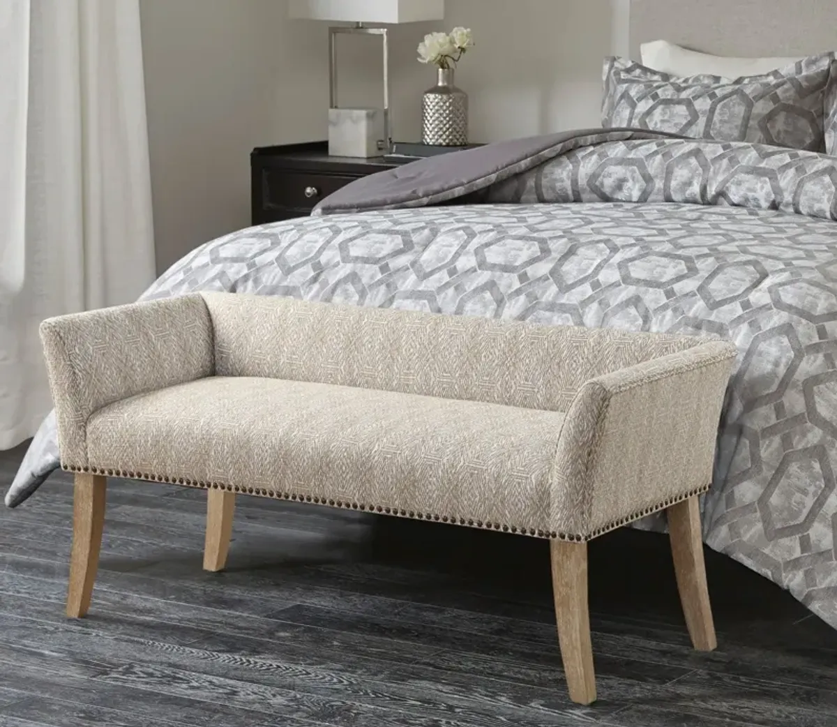 Madison Park Welburn Upholstered Accent Bench - Welburn Grey