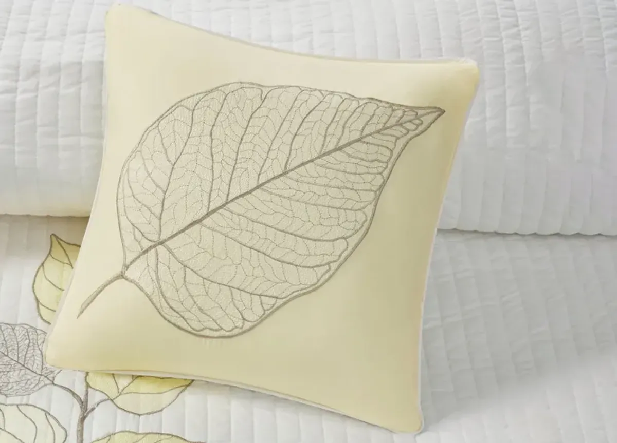 Madison Park Caelie Reversible Leaf Embroidered Microfiber 6-Piece Coverlet Set - Caelie Yellow - King