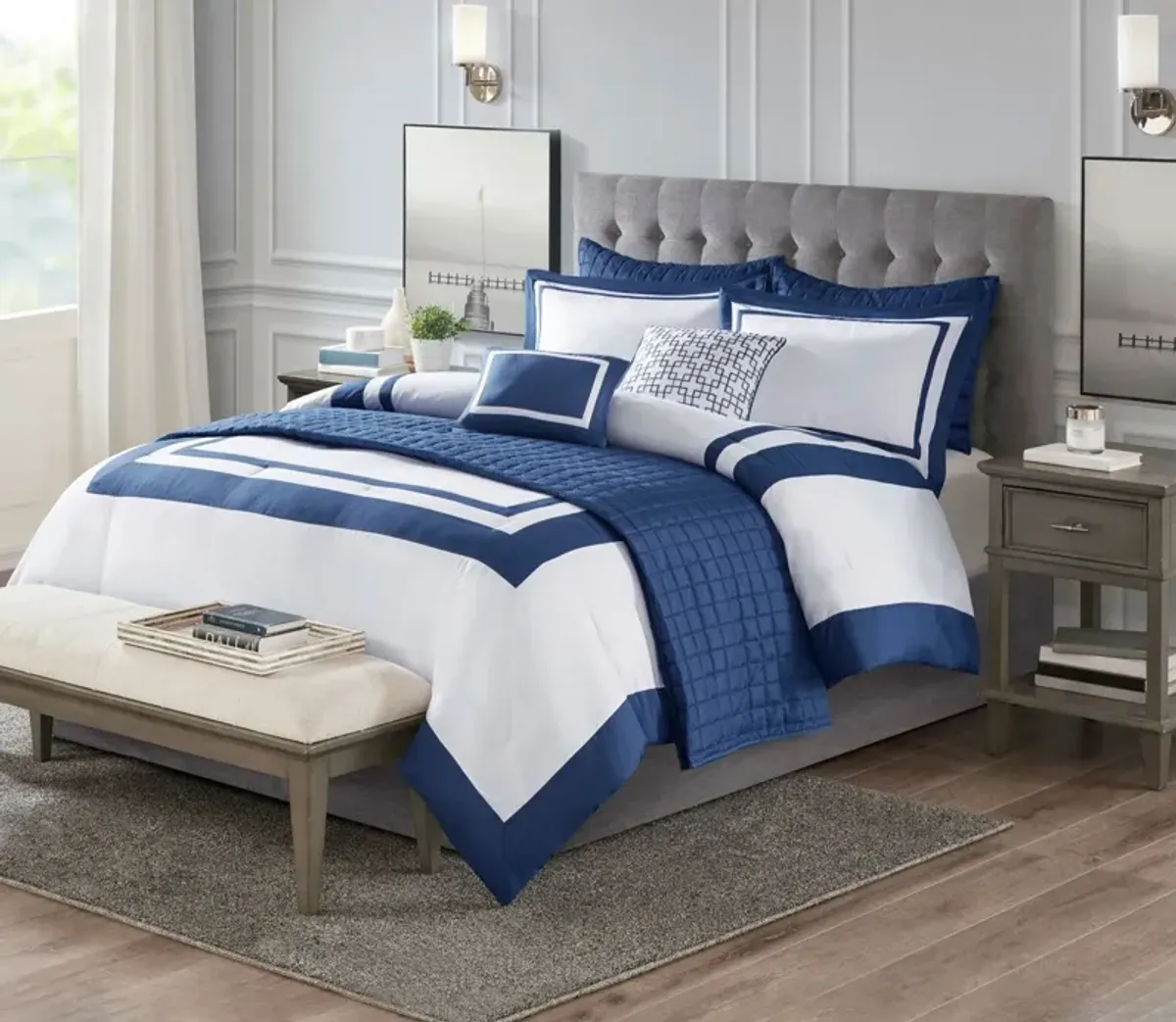 Madison Park Heritage Microfiber 8-Piece Comforter and Coverlet Set