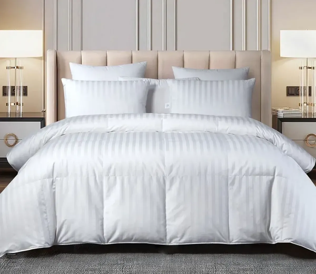 Beautyrest Damask Stripe Goose Down Comforter - Twin