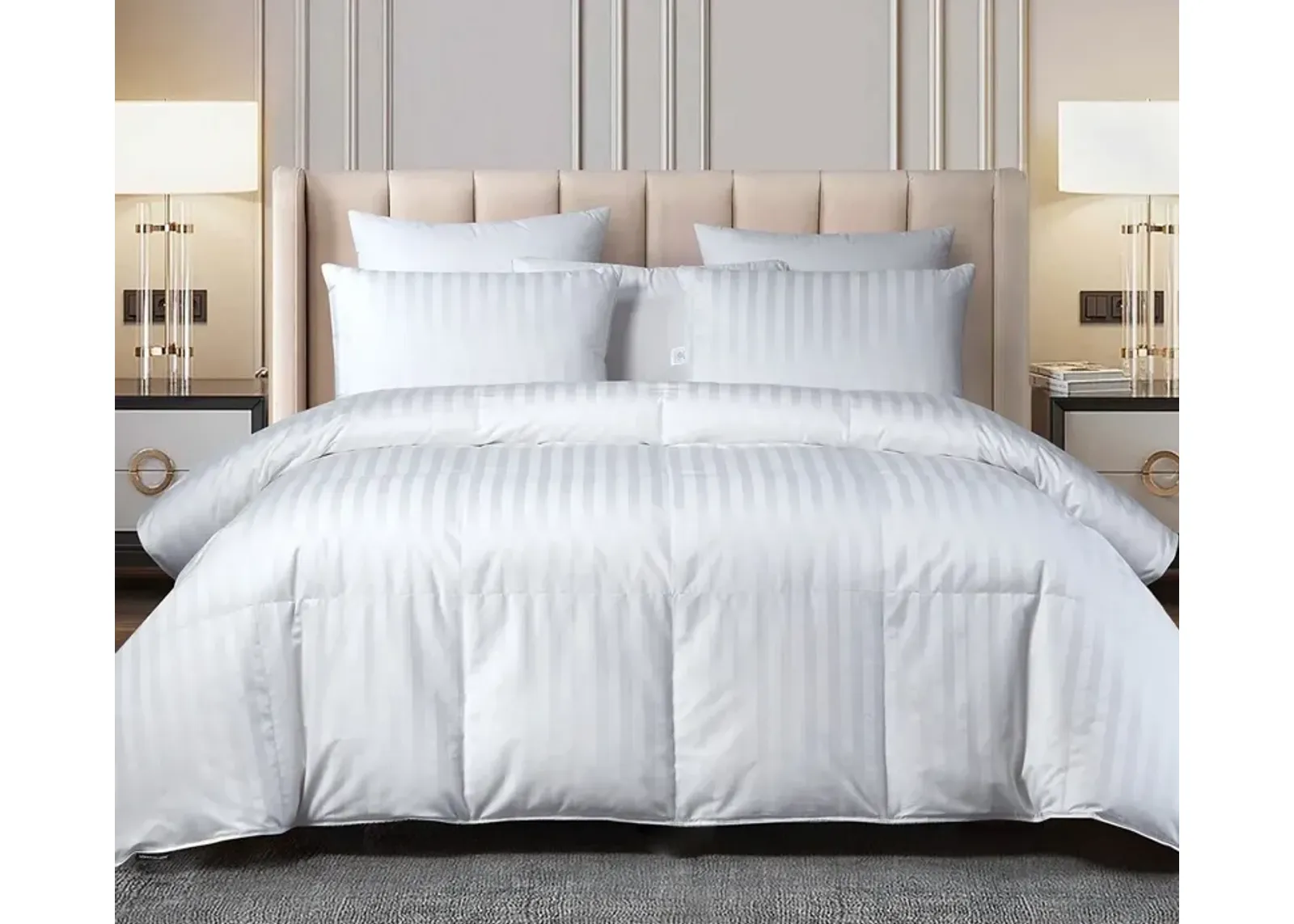 Beautyrest Damask Stripe Goose Down Comforter - Queen