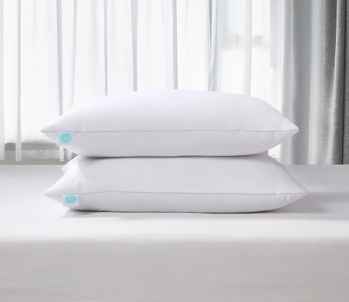 Martha Stewart Cotton Tencel Blend Medium Firm Feather and Down Pillow 2-Pack - Jumbo