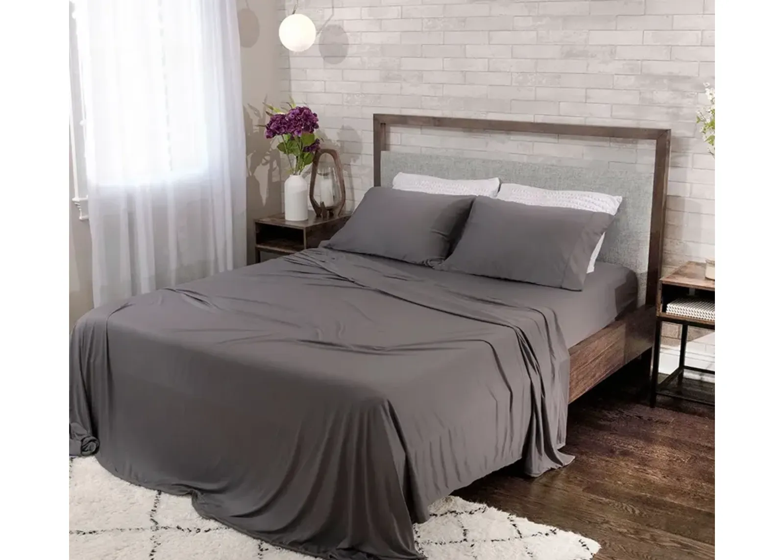 Bedgear Dri-Tec Sheet Set and Pillowcase Set - Grey - Full