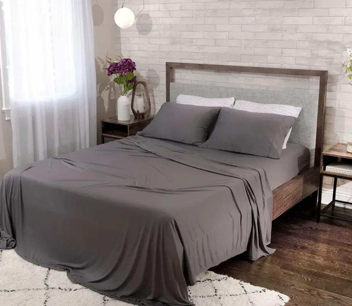 Bedgear Dri-Tec Sheet Set and Pillowcase Set - Grey - Full