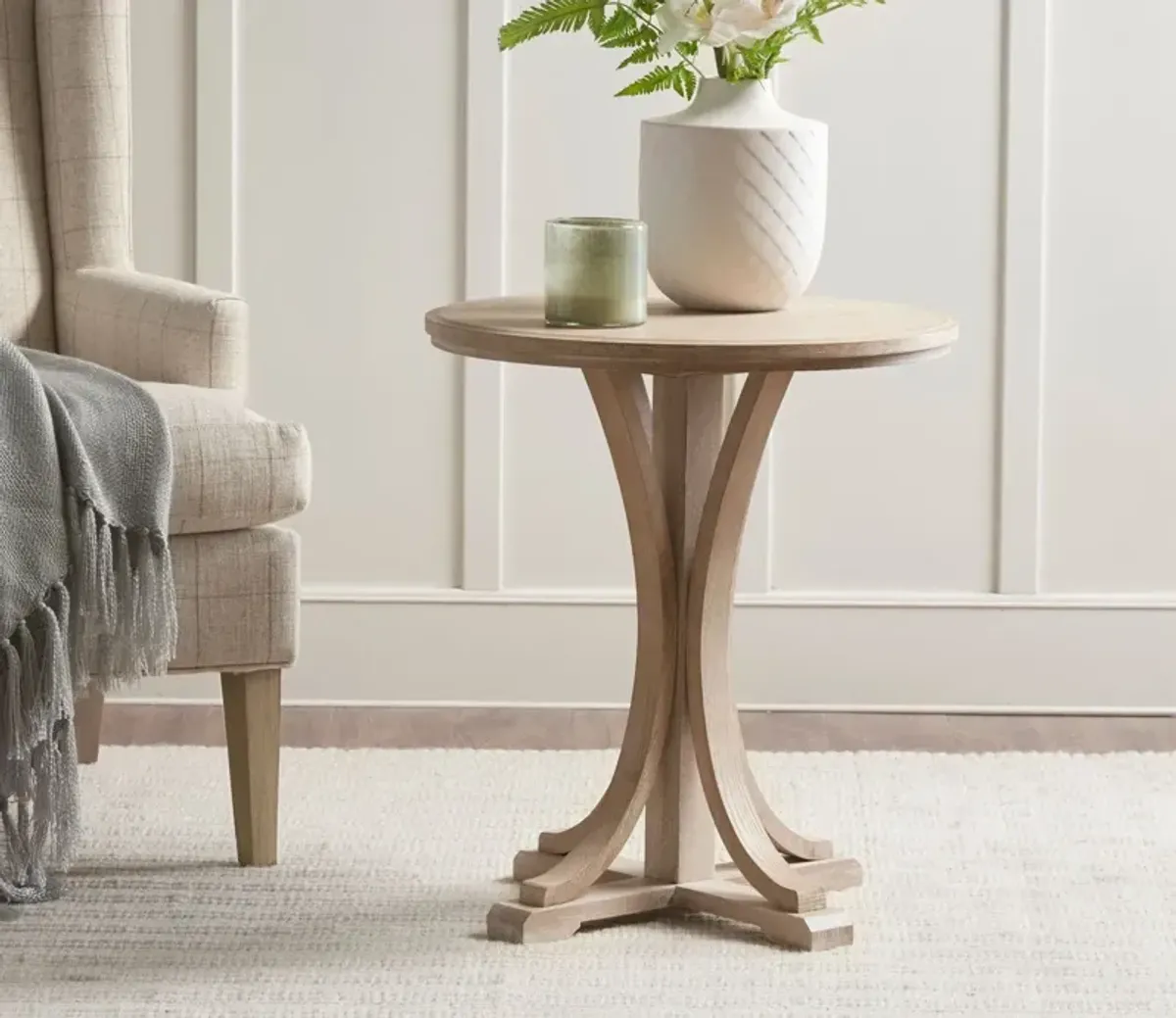 Martha Stewart Fatima Round Wood Accent Table