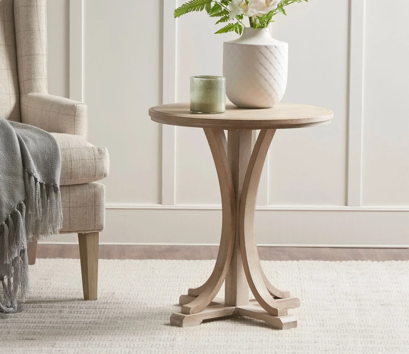 Martha Stewart Fatima Round Wood Accent Table