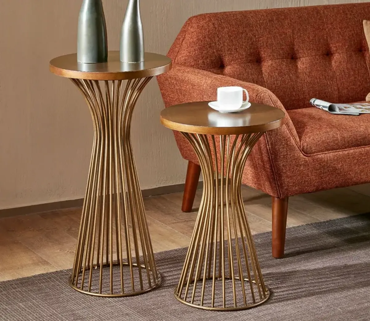 INK + IVY Ink & Ivy Mercer Bronze Metal Round Pedestal Accent Table