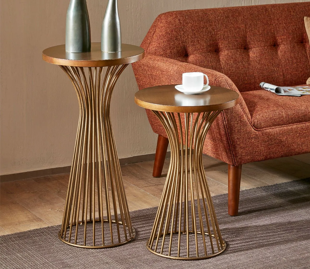 INK + IVY Ink & Ivy Mercer Bronze Metal Round Pedestal Accent Table