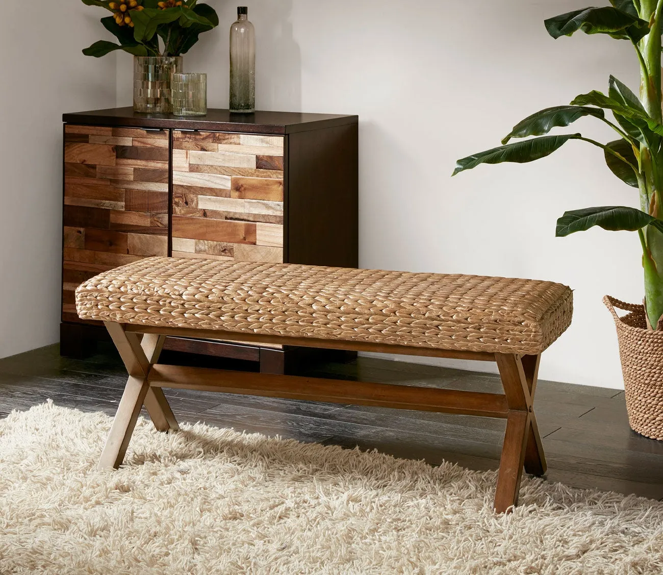 INK + IVY Ink & Ivy Seadrift Natural Woven Seagrass Accent Bench