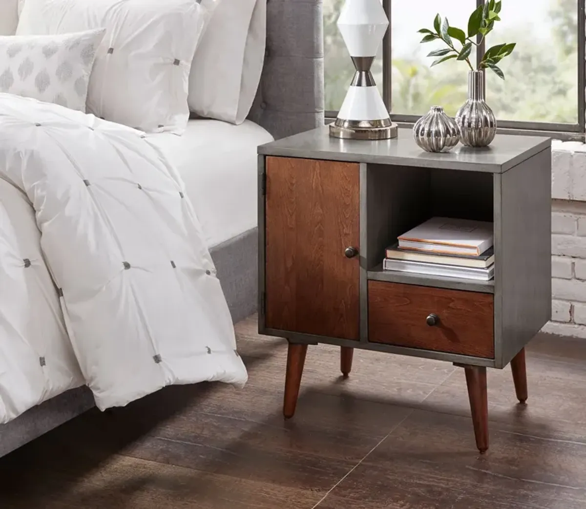 INK + IVY Ink & Ivy Stinson Two-Tone Wood Storage Nightstand