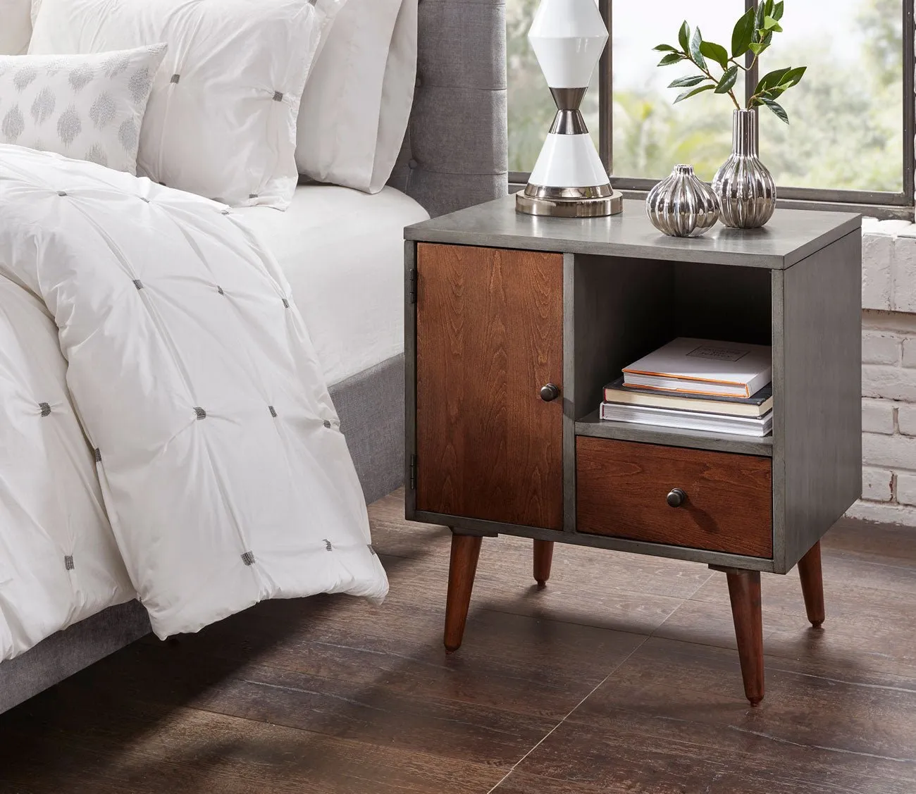 INK + IVY Ink & Ivy Stinson Two-Tone Wood Storage Nightstand