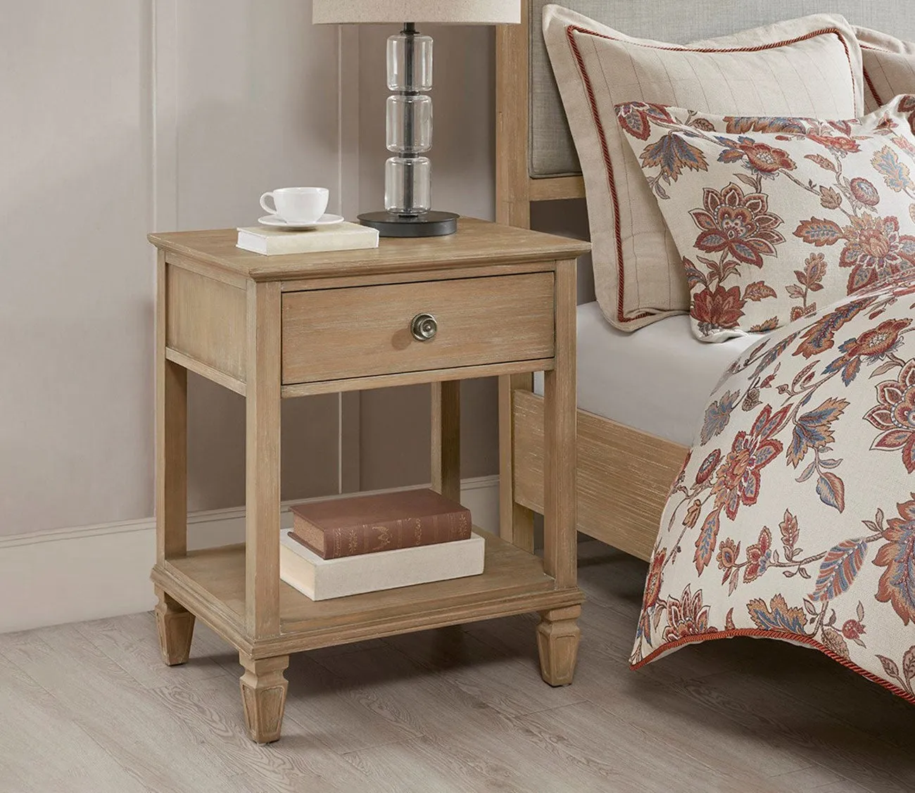 Madison Park Signature Victoria Wood 1-Drawer Bedside Table