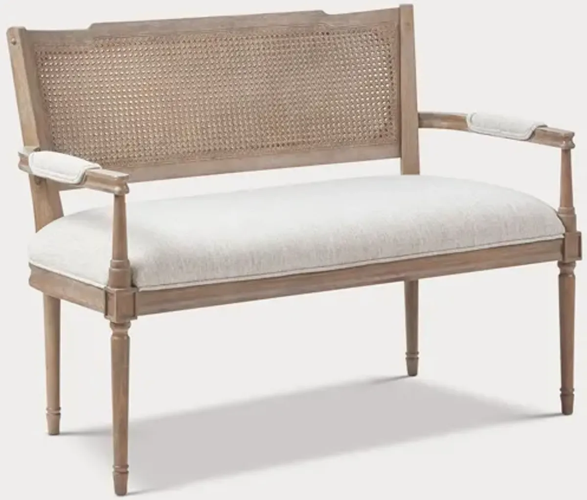 Madison Park Willshire Rattan Inset Beige Upholstered Settee