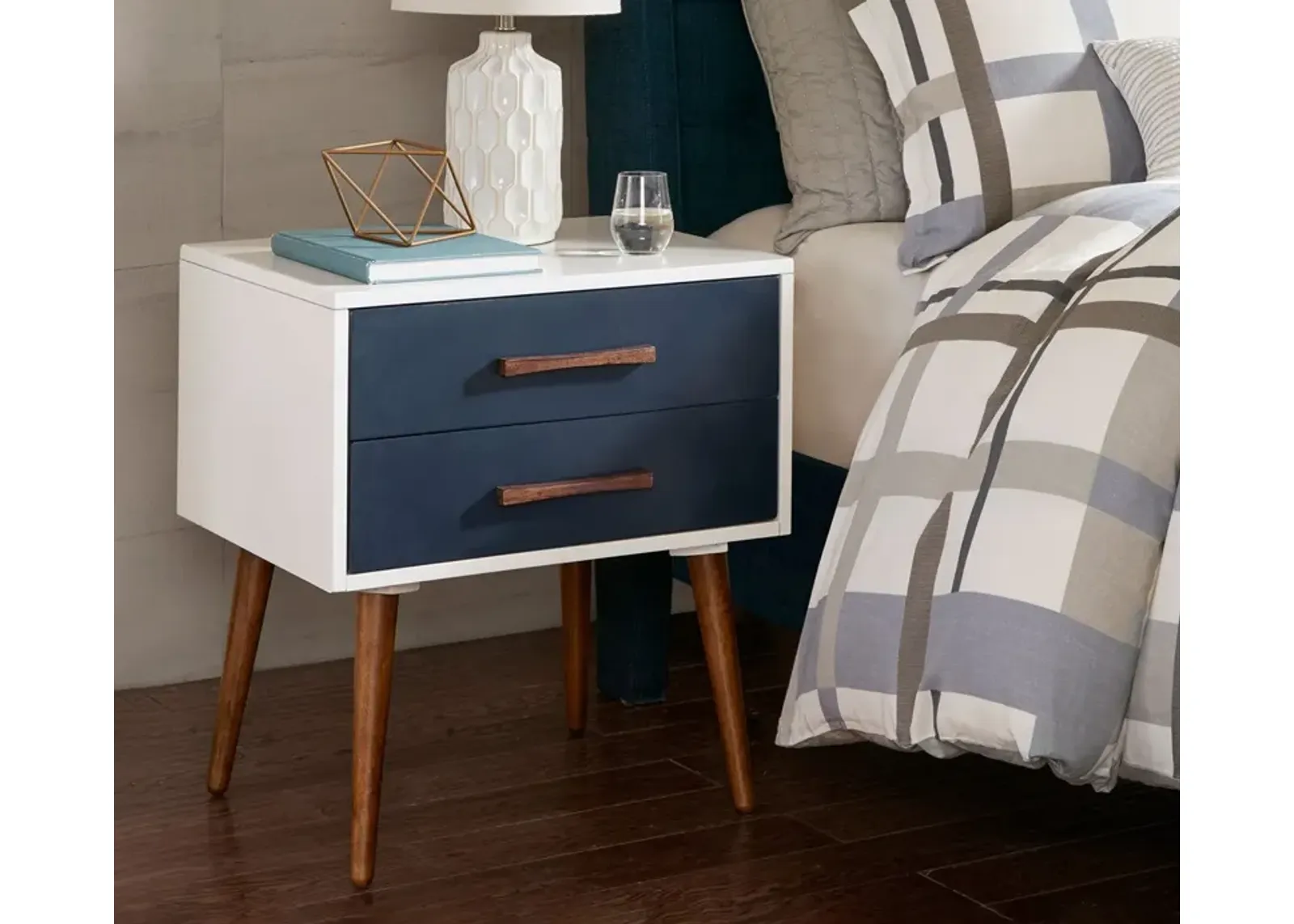 INK + IVY Ink & Ivy Jeremy White 2-Drawer Storage Nightstand