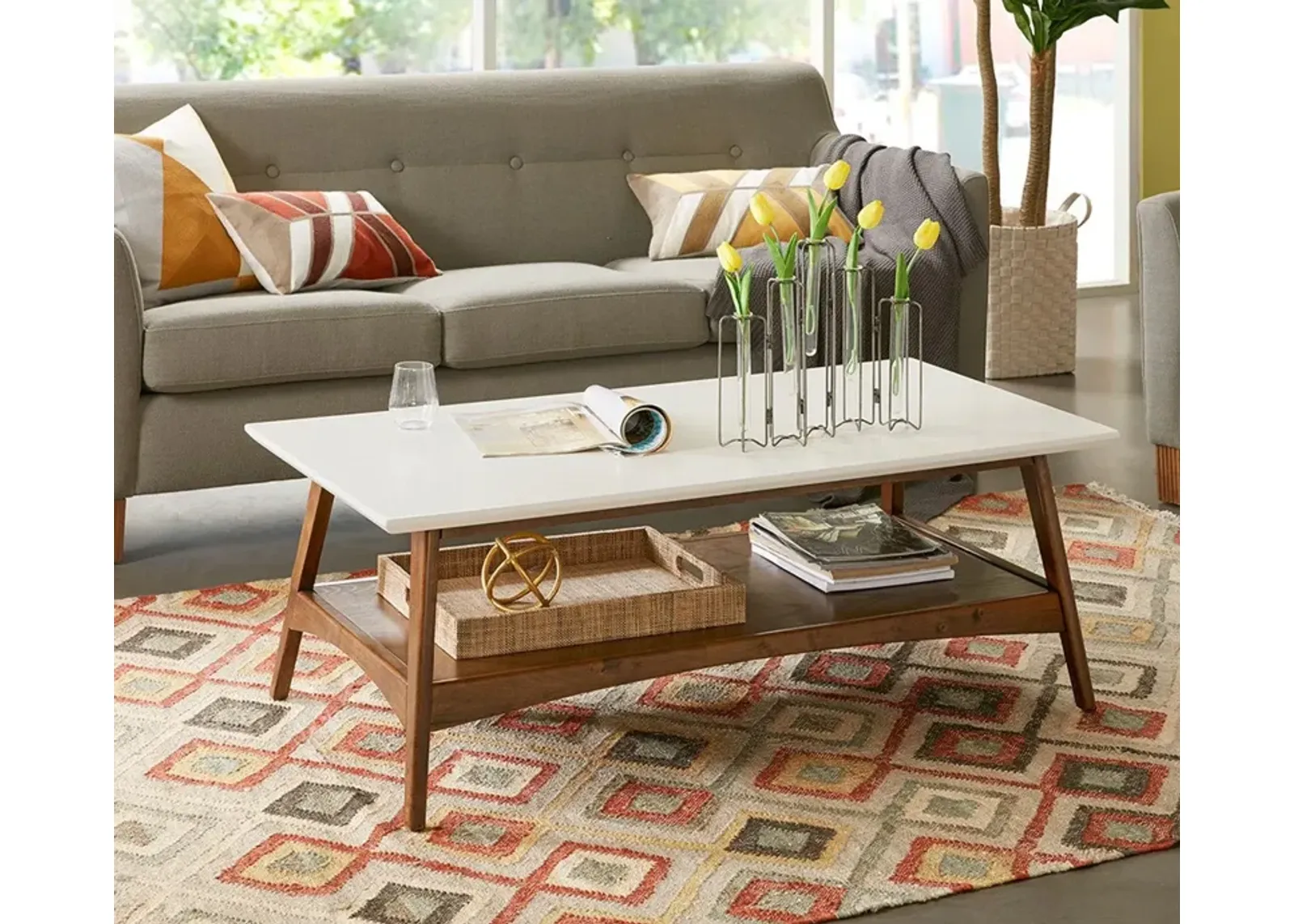 Madison Park Parker Two-Tone Wood Coffee Table - Natural - One Size