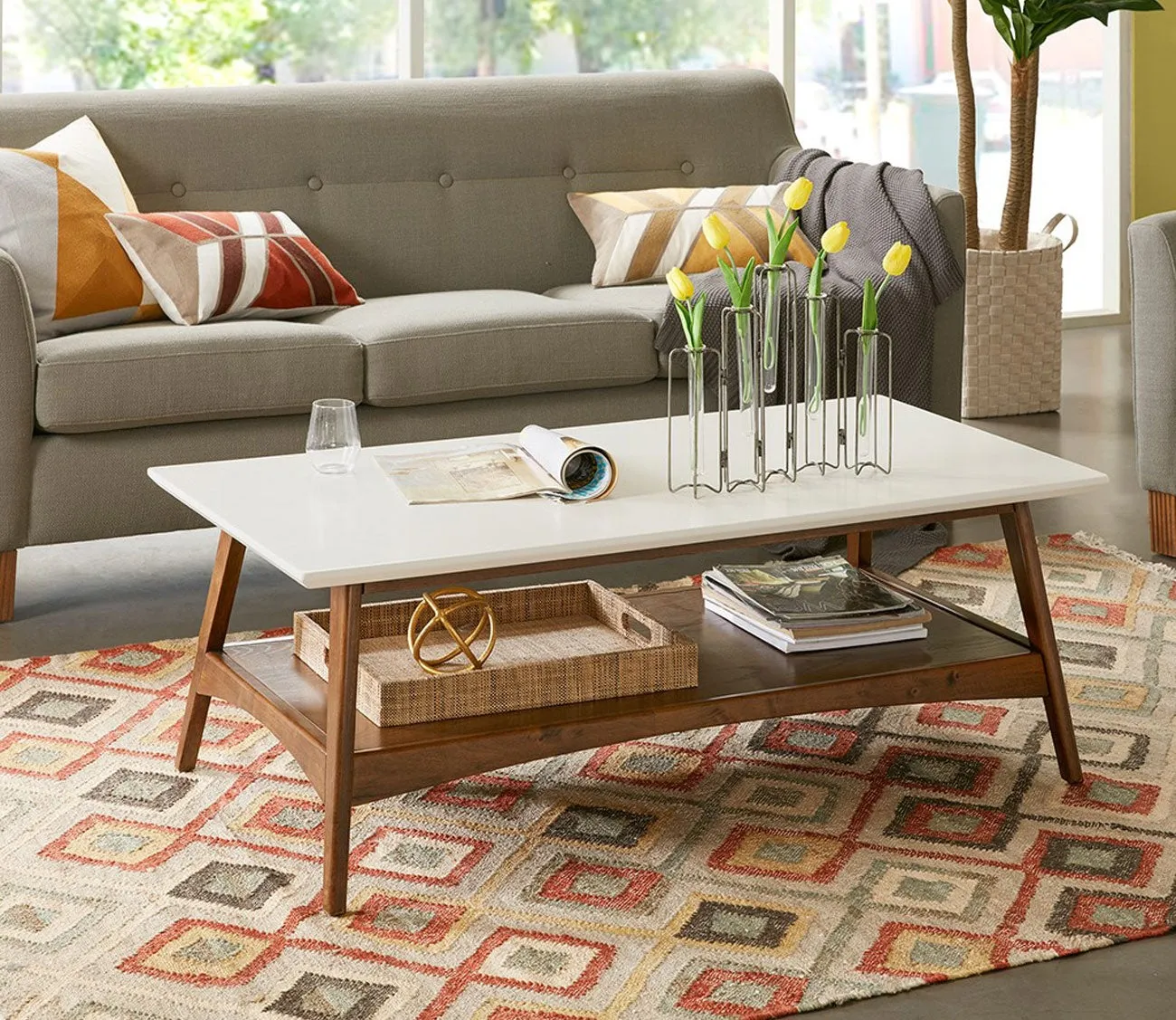 Madison Park Parker Two-Tone Wood Coffee Table - Black - One Size