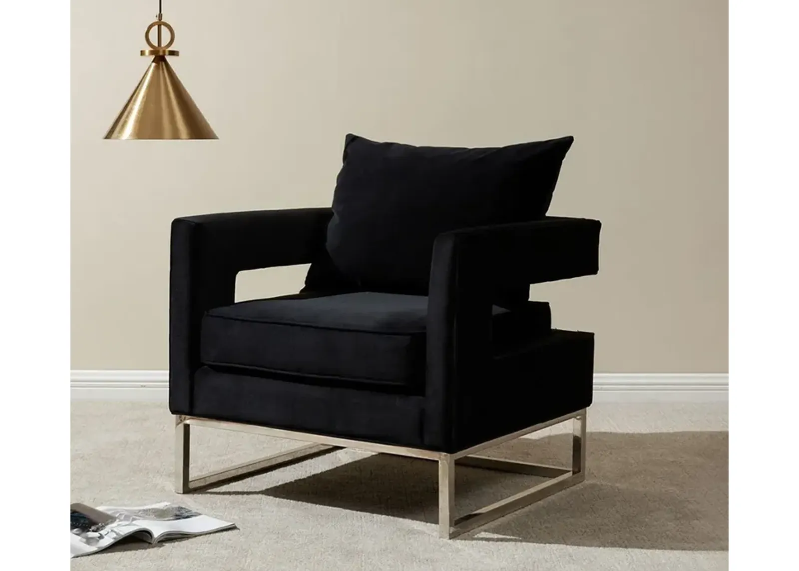 Safavieh Olivya Black Velvet Upholstered Club Chair