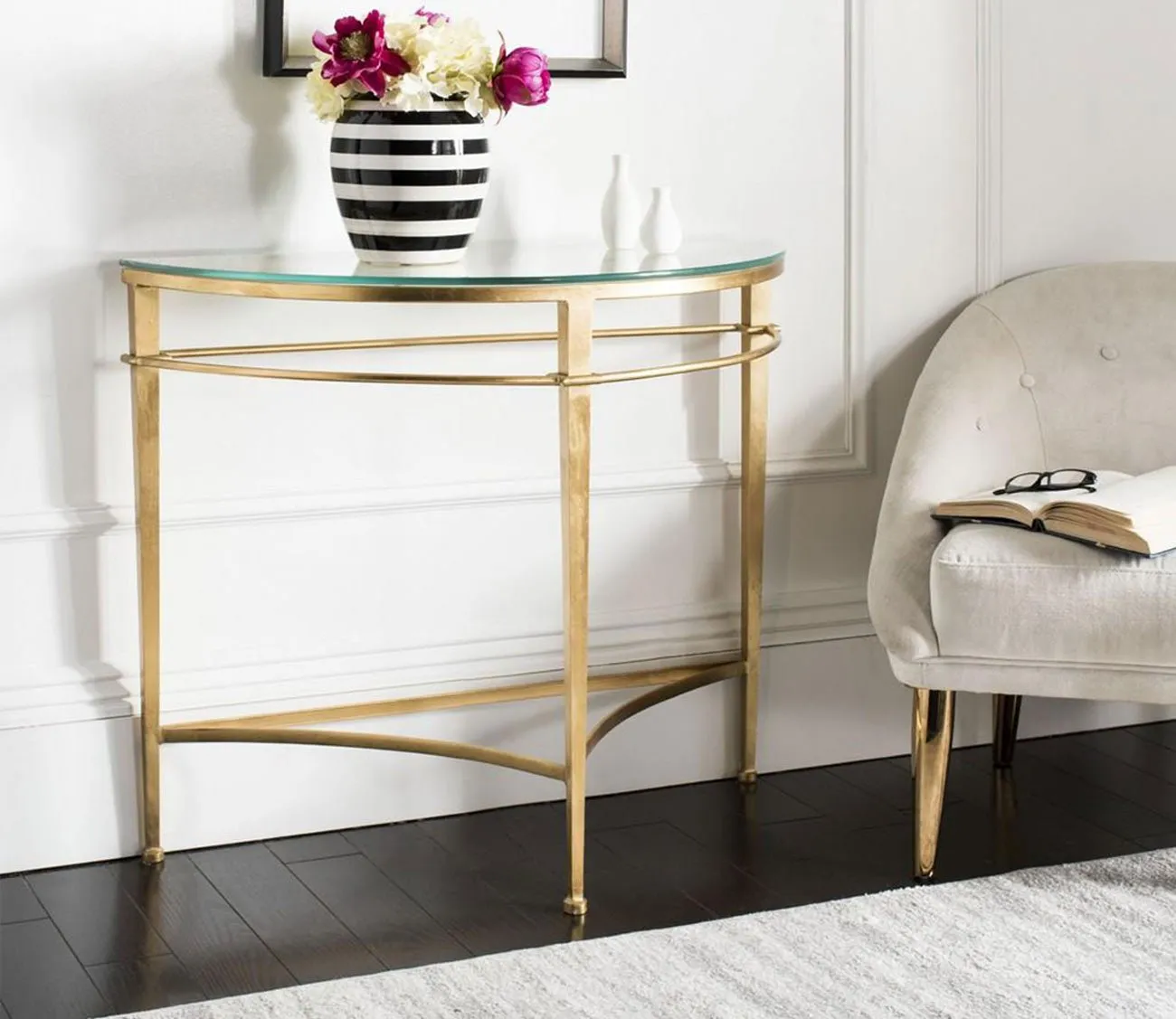 Safavieh Baur Glass Top Metal Console Table - Antique Gold