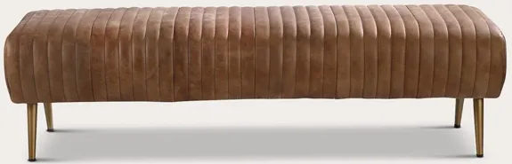 Moe's Furniture Endora Tufted Brown Genuine Leather Bench