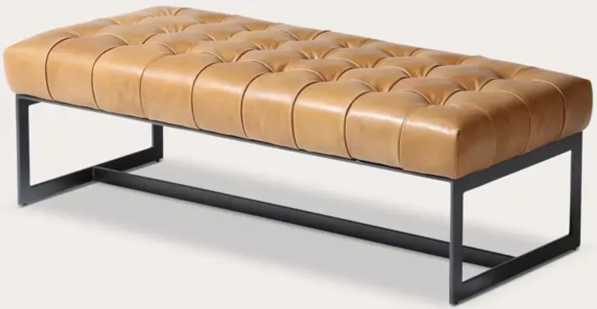 Moe's Furniture Wyatt Tufted Buffalo Leather Bench - Tan