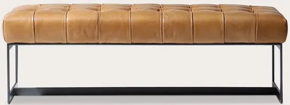 Moe's Furniture Wyatt Tufted Buffalo Leather Bench - Tan