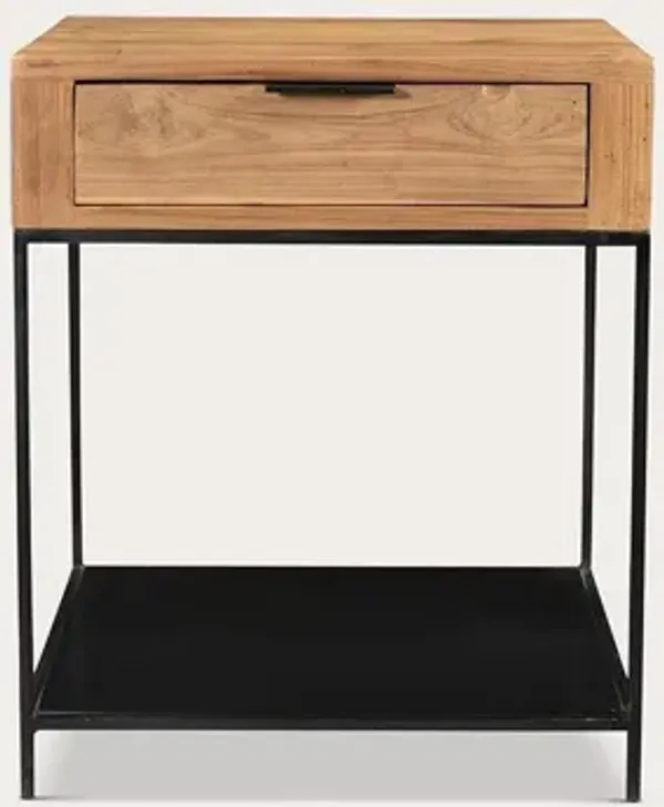 Moe's Furniture Joliet Solid Teak Wood 1-Drawer Side Table