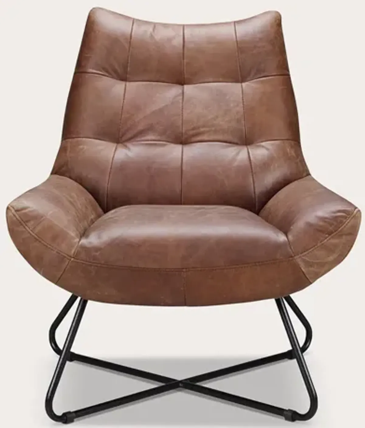 Moe's Furniture Graduate Tufted Top-Grain Leather Lounge Chair - Brown