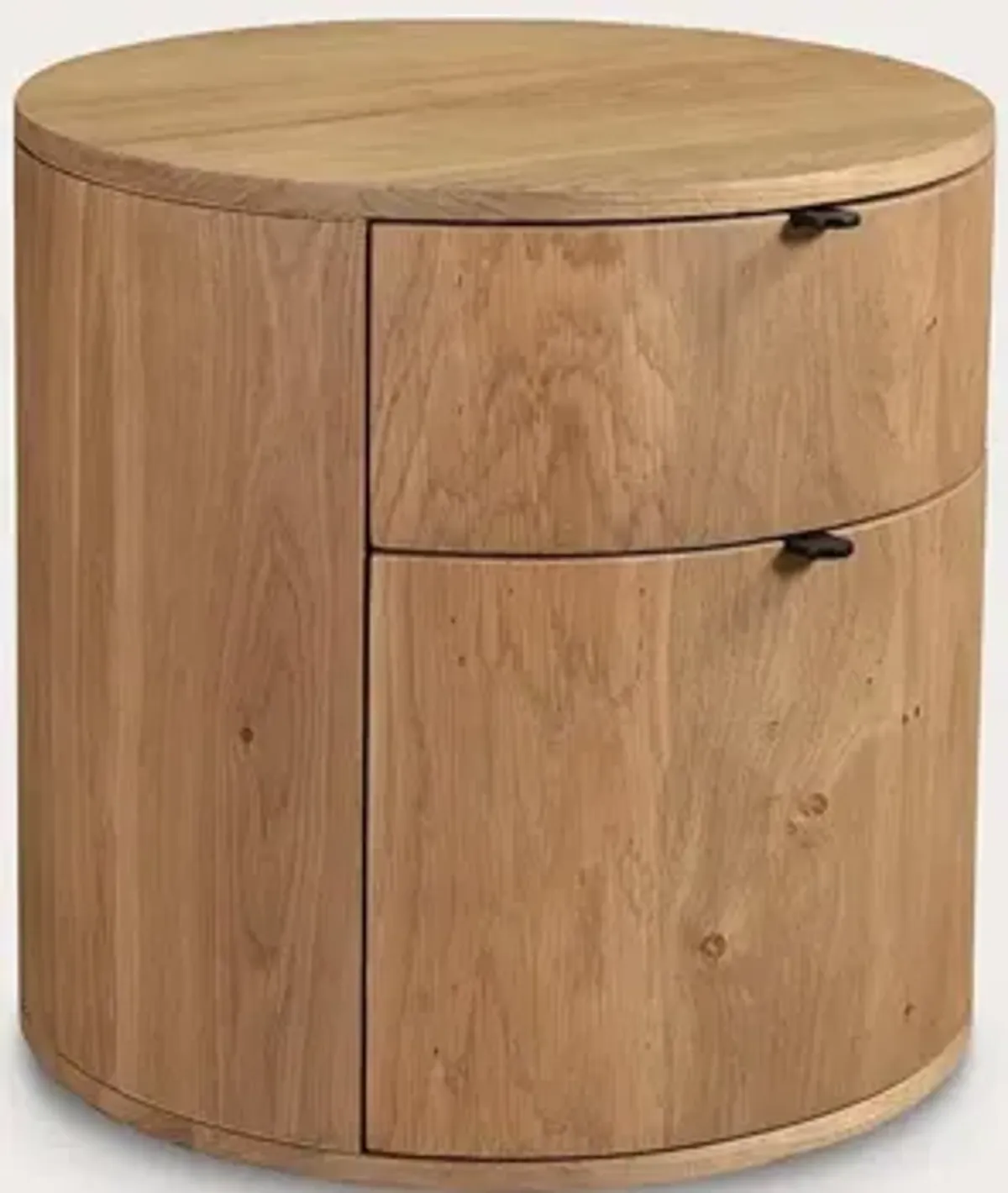 Moe's Furniture Theo Solid Oak Wood Round 2-Drawer Nightstand