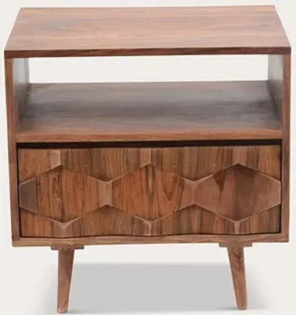 Moe's Furniture O2 Brown Solid Wood 1-Drawer Nightstand