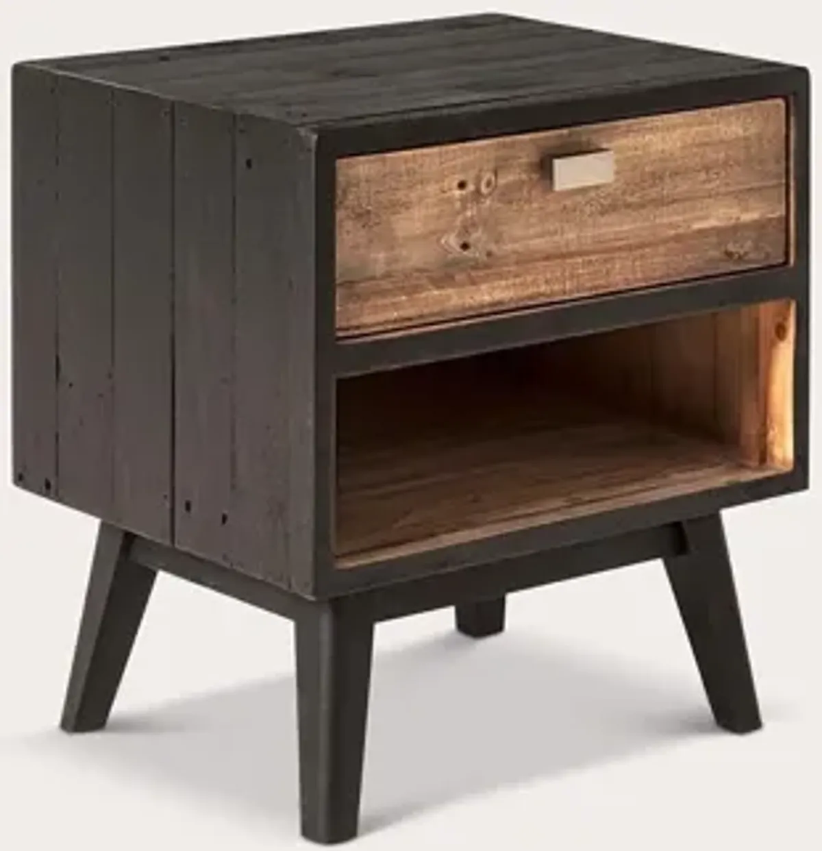 Moe's Furniture Nova Black Solid Wood 1-Drawer Nightstand Handcrafted