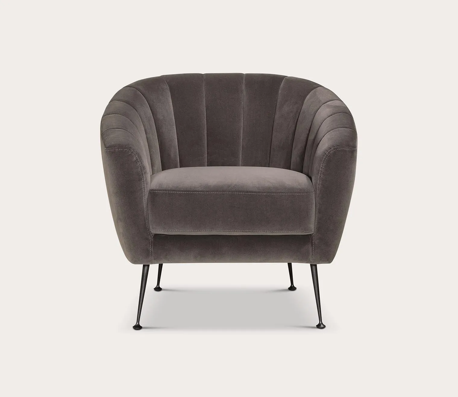 Moe's Furniture Marshall Tufted Grey Velvet Barrel Accent Chair