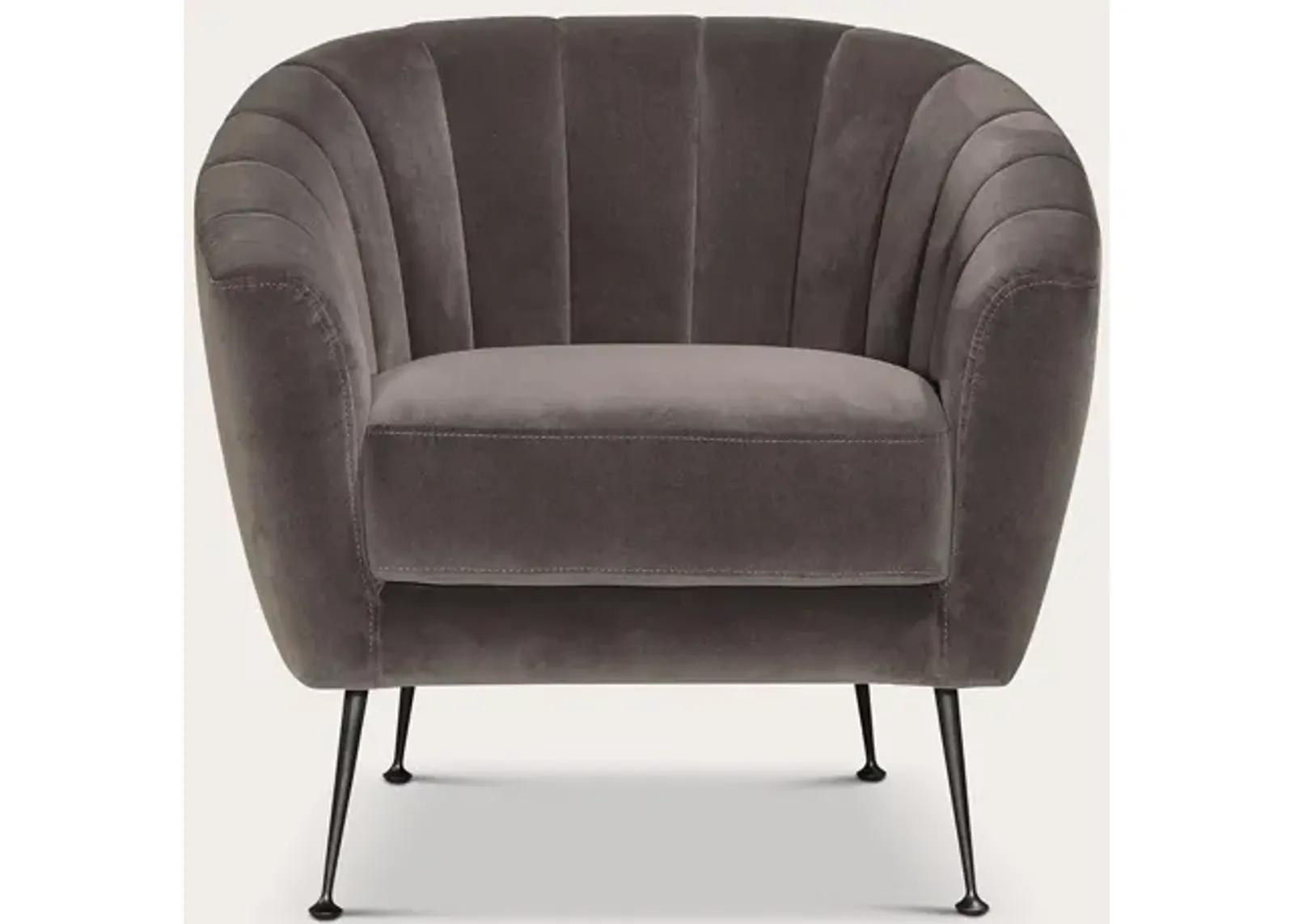 Moe's Furniture Marshall Tufted Grey Velvet Barrel Accent Chair