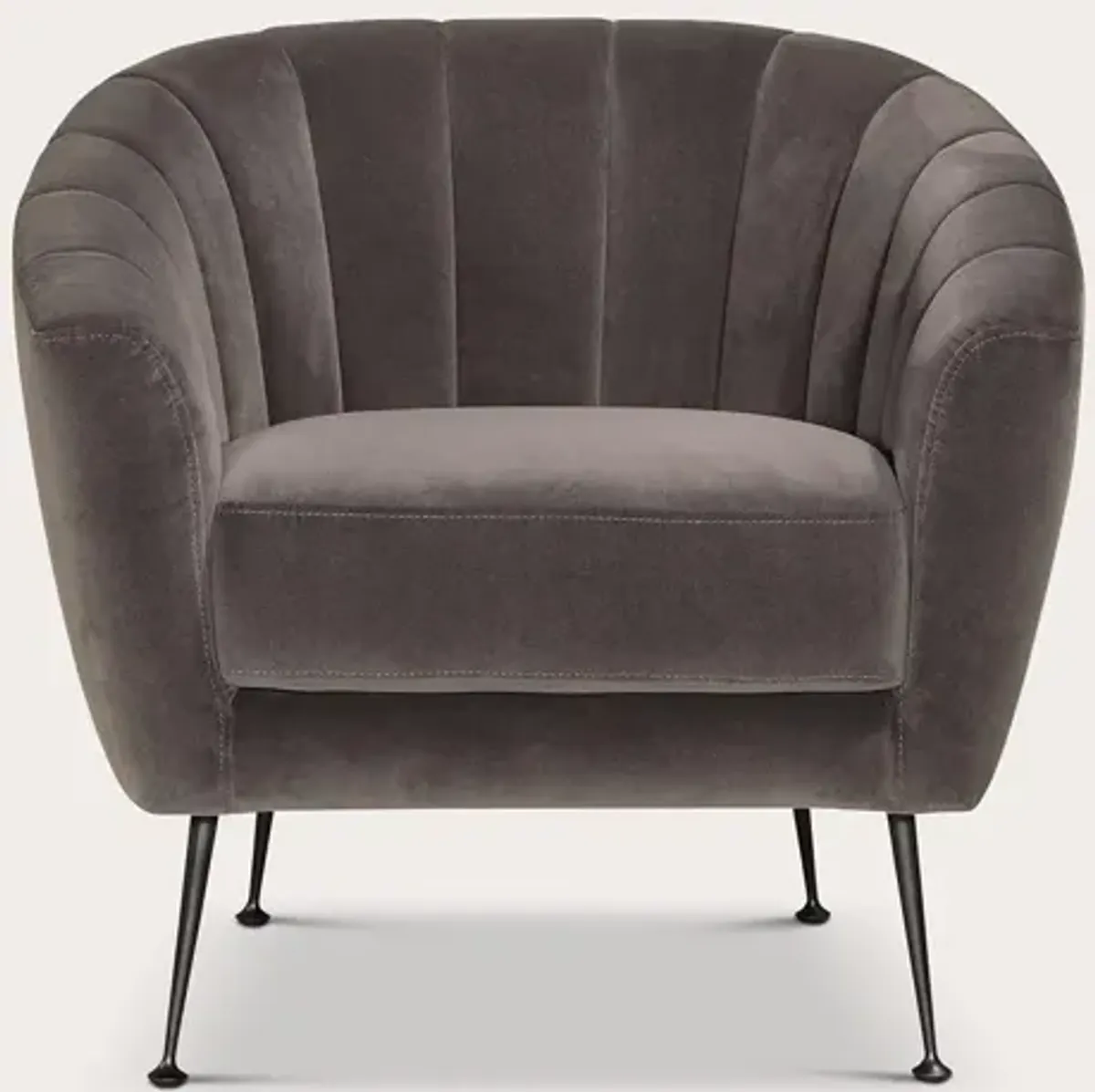 Moe's Furniture Marshall Tufted Grey Velvet Barrel Accent Chair