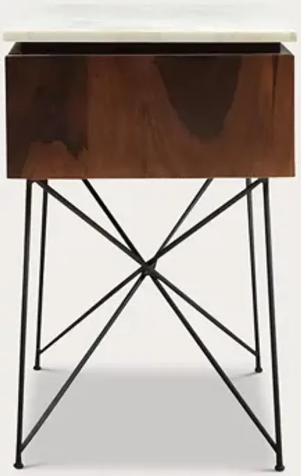 Moe's Furniture Dominic Marble Top 1-Drawer Nightstand