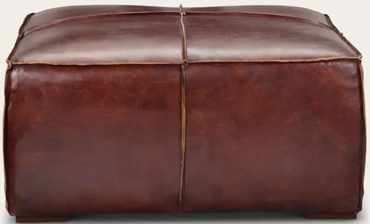 Moe's Furniture Stamford Brown Top-Grain Leather Ottoman