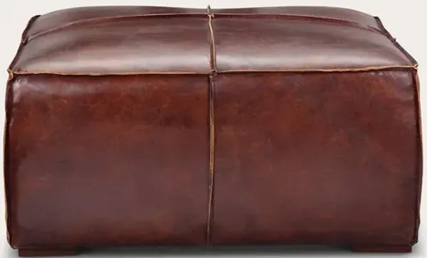 Moe's Furniture Stamford Brown Top-Grain Leather Ottoman
