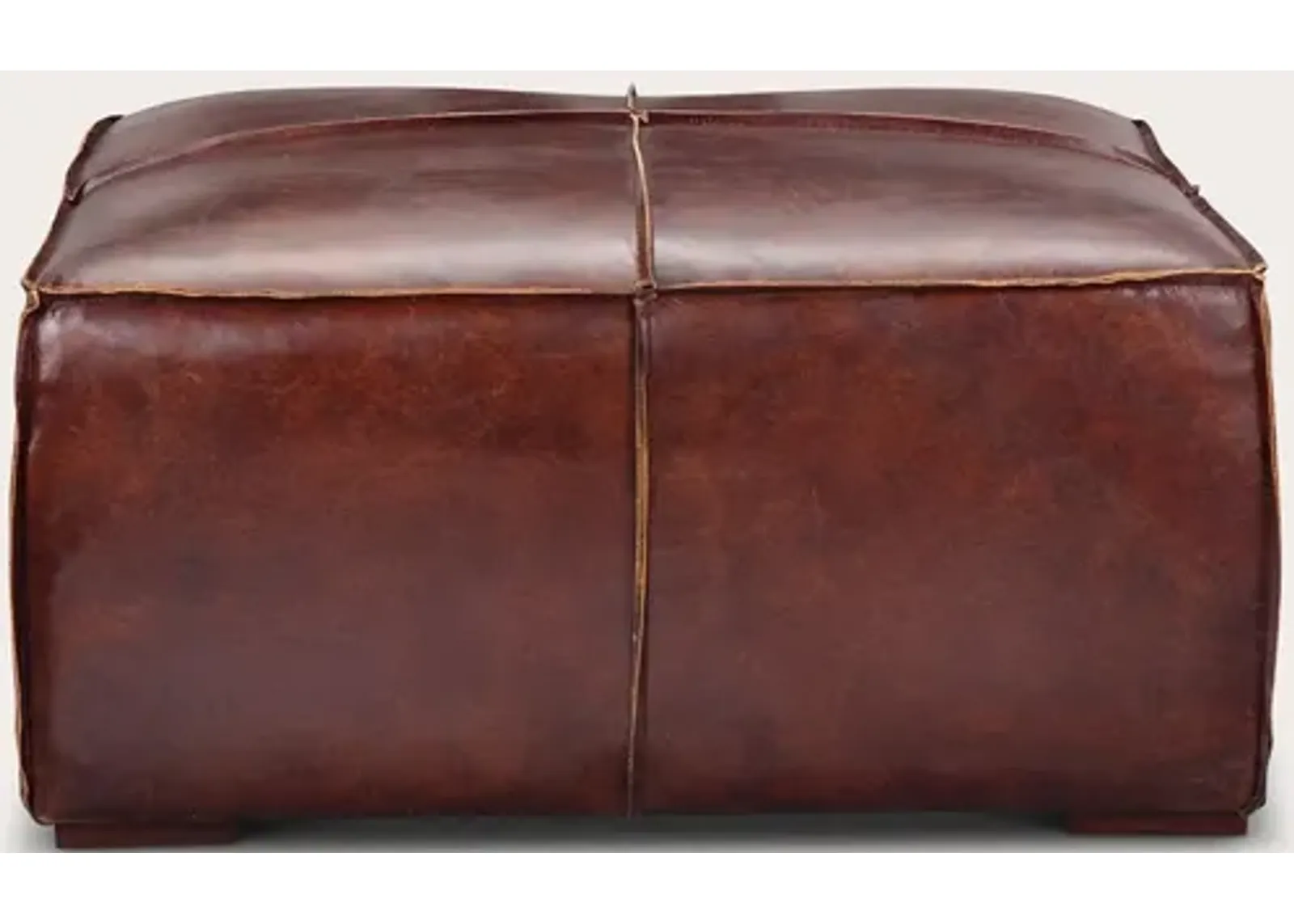 Moe's Furniture Stamford Brown Top-Grain Leather Ottoman