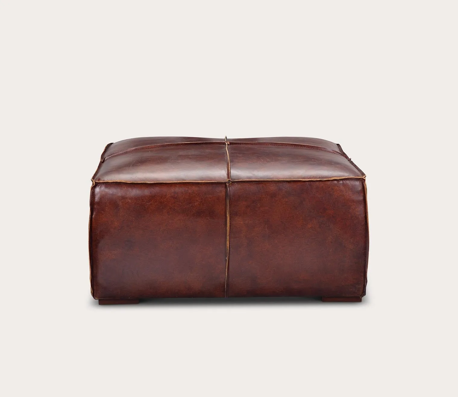 Moe's Furniture Stamford Brown Top-Grain Leather Ottoman