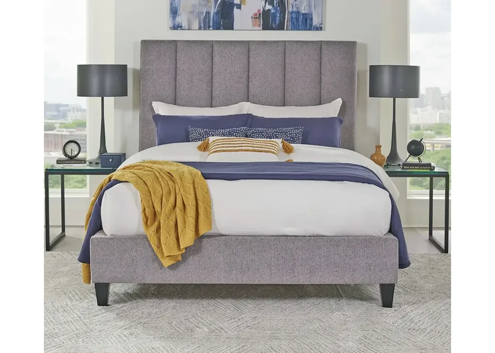 Parker House Avery Fabric Upholstered Panel Bed - Stream Grey - Queen