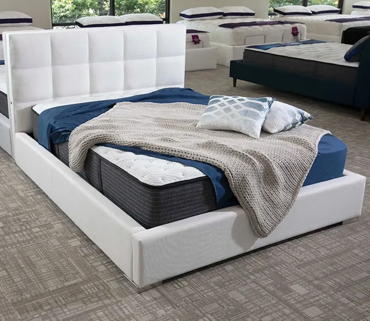 City Mattress Kenzi Upholstered Bed - Ivory - King