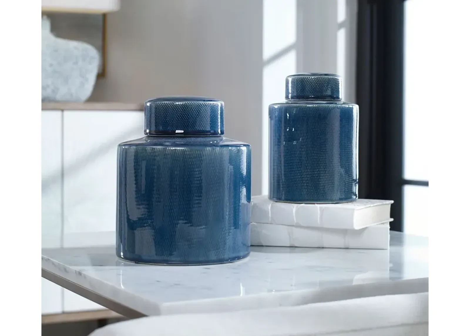 Uttermost Saniya Blue Containers Set of 2