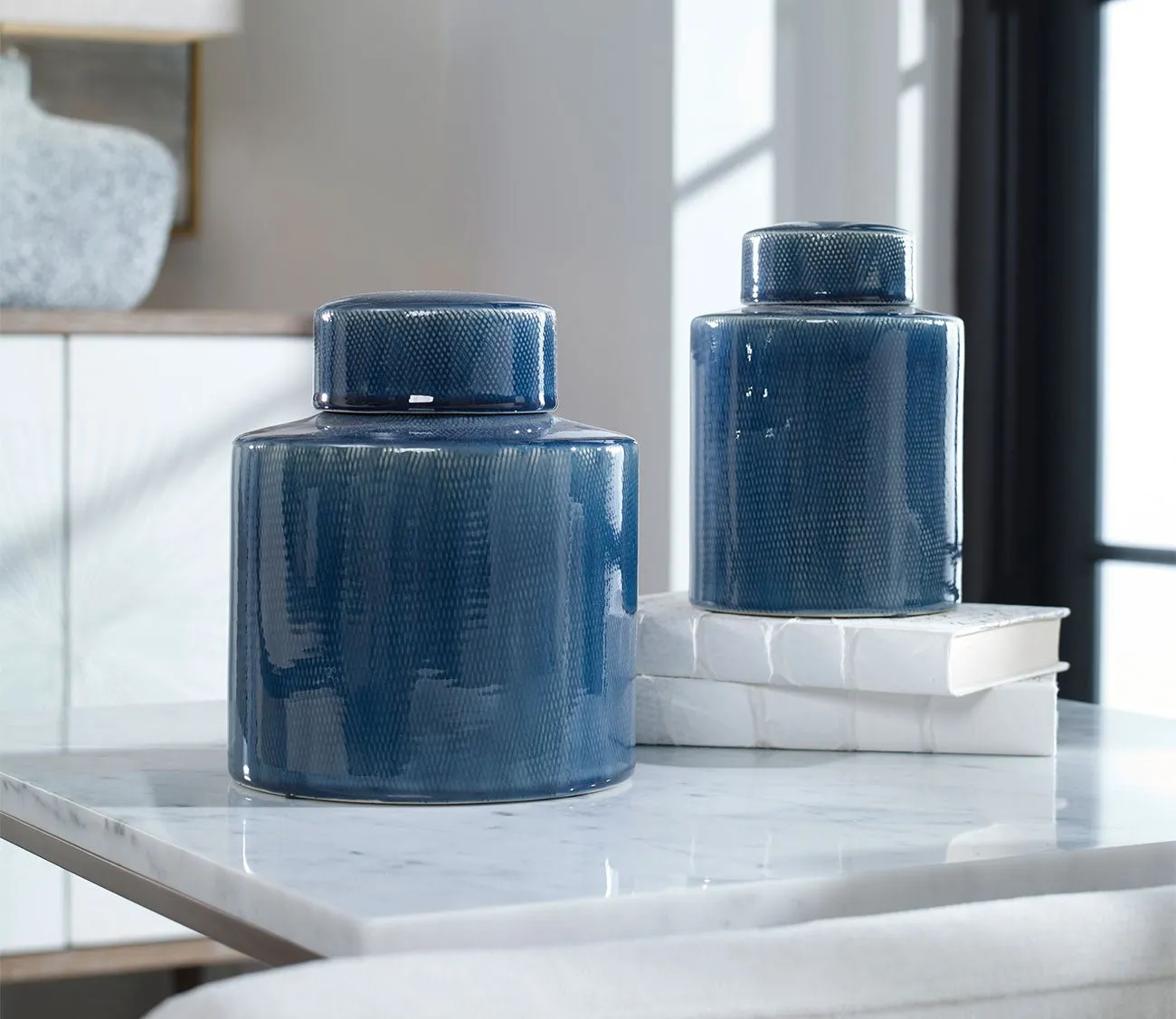 Uttermost Saniya Blue Containers Set of 2